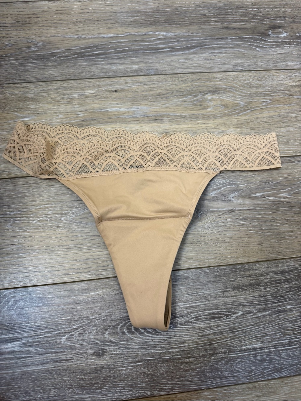 Thinx Nude Lace-Trim Thong Panty